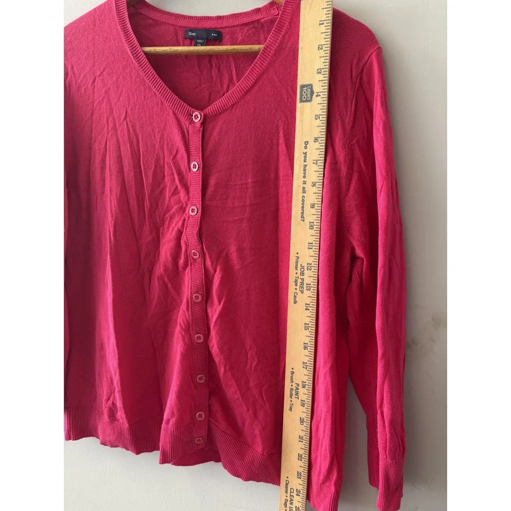 Gap Cardigan Sweater Womens XXL Pink Crewneck Button Front Long Sleeve Knit